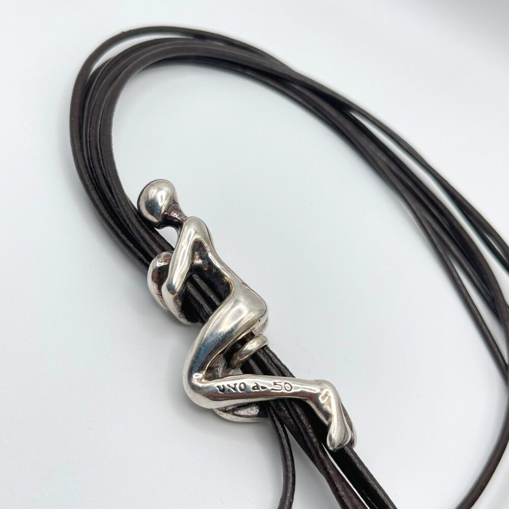 UNO de 50 Leather Silver plated Necklace Skalator Woman Climb BOHO Tassel Dangle - Picture 10 of 16